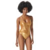 Vince Camuto Cinch Front V-Neck One Piece Swimsuit - Metallic Shimmer -Swim Wear Shop v02731 715 1